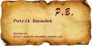 Petrik Benedek névjegykártya